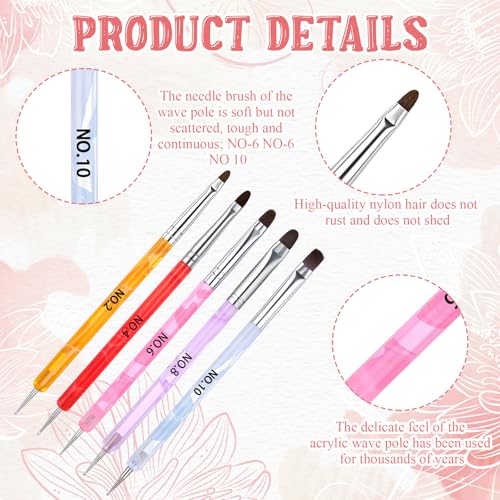 Dual-Headed French Gel Nail Art Brush Set with Dotting Tools, Mixed Sizes