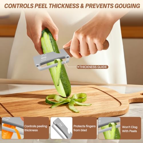 GENGCANG Multifunctional Vegetable Peeler with Wooden Handle