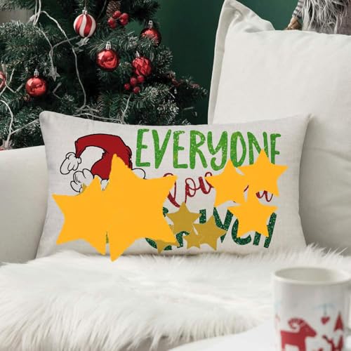 AOFANGGO Christmas Pillow Cover 12x20 Inch, Colorful Festive Throw Case