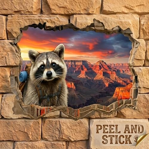 3D Raccoon Wall Decal - 5 Inch Vinyl Sticker for Room Decor