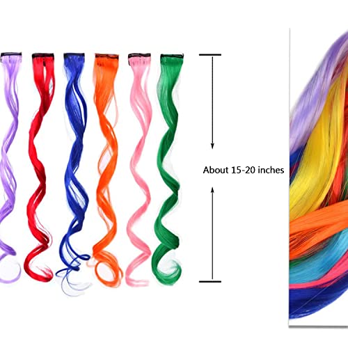 12 Pcs Curly Synthetic Colored Hair Extensions 22 Inch Clip-In Hairpieces