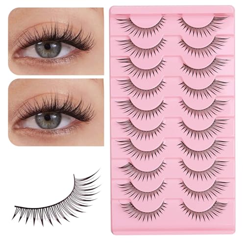 Natural False Eyelashes 10 Pairs Reusable Soft Cotton Band Strip Lashes
