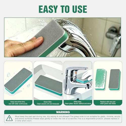 5 Pack Hard Water Stain Remover Pads for Bathroom Surfaces