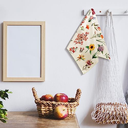 Preboun 4-Pack Vintage Flower Kitchen Towels - 16x24 Inch Absorbent Cotton