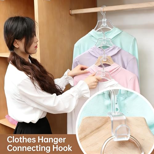 Clear Hanger Connector Hooks - 50PCS Space Saving Closet Clips