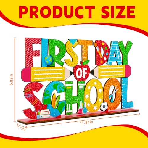 First Day of School Wooden Table Centerpiece - Classroom Desk Decor