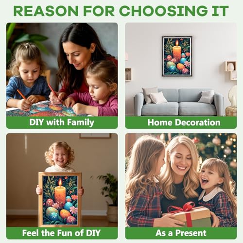 NAIMOER Easter Diamond Art Kit 5D Easter Egg Gem Painting 12x16 Inch