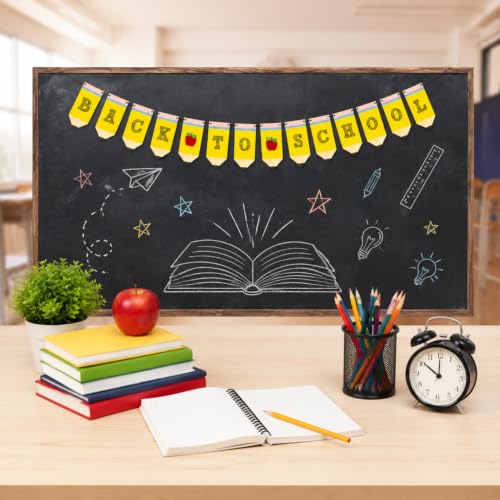 Pre-String Back to School Pencil Banner Decorations, 10FT Classroom Decor