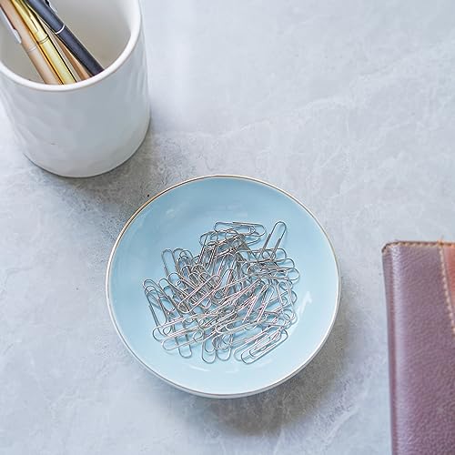 HANKOR 4.75" Ceramic Jewelry Tray - Light Blue Trinket Dish for Rings