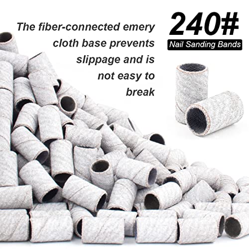 Rolybag 240 Grit Nail Drill Sanding Bands with Mandrel Bits Set