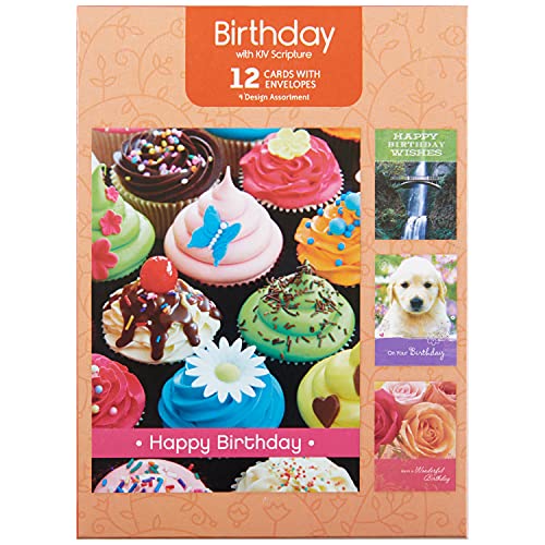 Religious Birthday Card Assortment Box Set - 12 Cards with Envelopes
