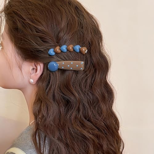 KANXINR Heart & Polka Dot Hair Barrettes 4-Pack Cute Styling Clips