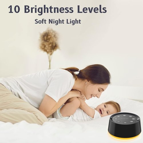 BrownNoise White Noise Machine - 30 Soothing Sounds for Sleep | 36 Volume Levels & 5 Timers, Black
