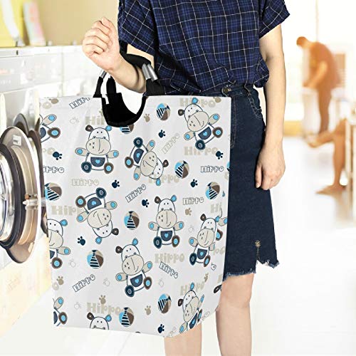 Visesunny Multi26 Hippo Bear Laundry Hamper - Waterproof Oxford Fabric, Large Capacity