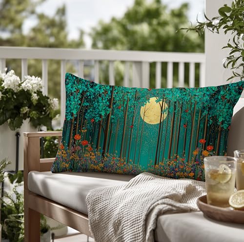 Vveeyyee Morris Forest Moon Lumbar Pillow Cover 12x20 Inch Variation 9