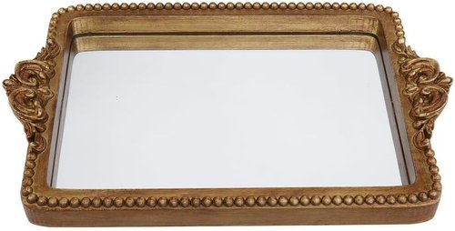Hanna Roberts Vintage Gold Tray - Elegant Mirror Glass Base | Stylish Card Holder & Organizer (Gold)