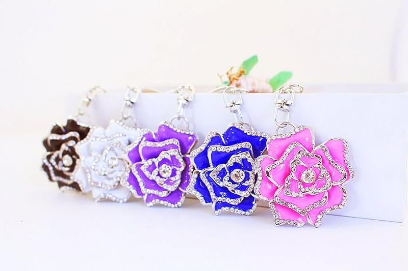 Colorful Rose Flower Rhinestone Keychain - Stylish Gift for Loved Ones