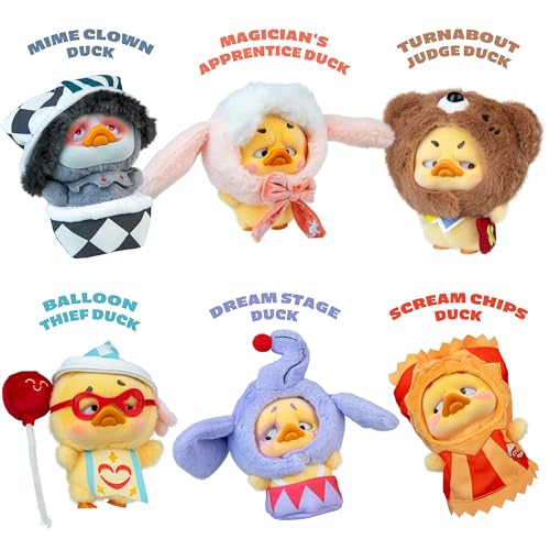 Collectible Plush Duck Keychain Blind Box - Circus Series, 6 Styles + 1 Rare