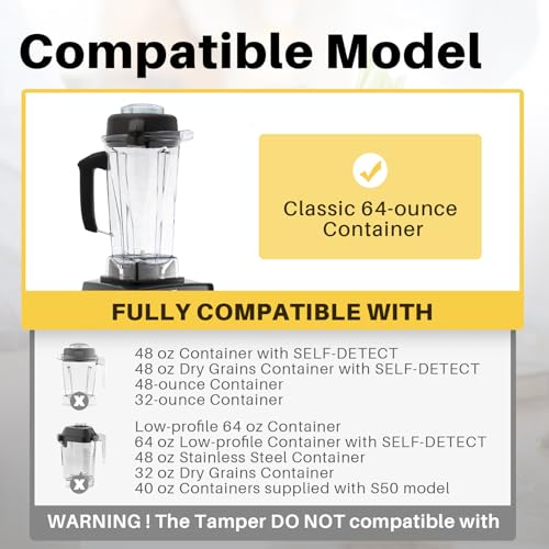 Vitamix Tamper Tool for 64oz Containers - Compatible with 5000, 5200, 6300, 760