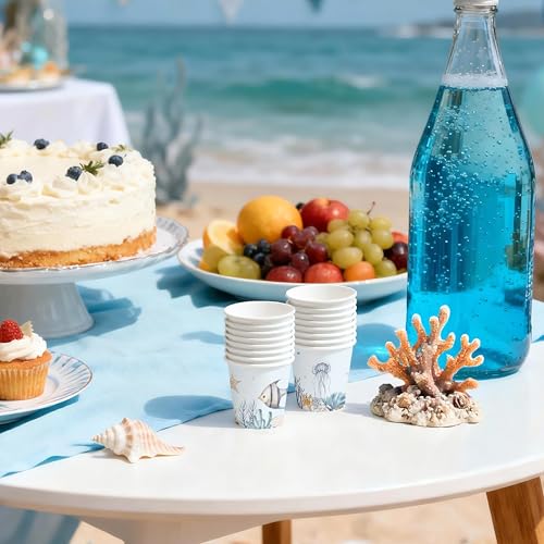 WRAPAHOLIC 3oz Disposable Bathroom Cups - Blue Seafish, 100 Pack