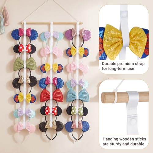 Dahey Wall-Mounted Headband Organizer for Girls - Holds 21 Hair Accessories