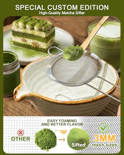 Vaiheng Premium Matcha Whisk Set with Ceramic Bowl, Bamboo Whisk and Scoop