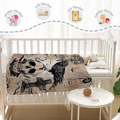 Neatee Living Vintage Skull Halloween Throw Blanket - Soft Fleece 30x40