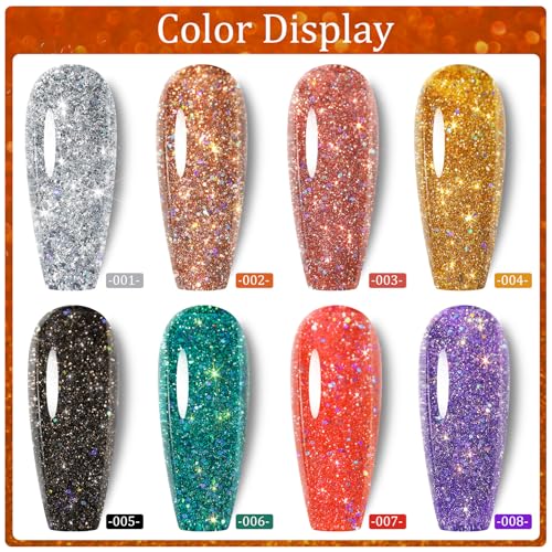 Pink Glitter Gel Nail Polish Reflective 7.5ml Manicure Salon