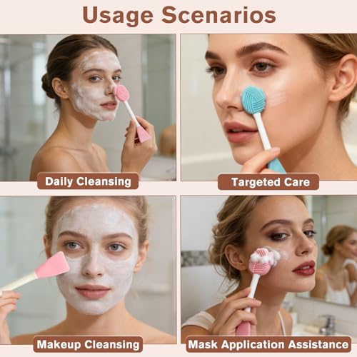 Gmlawsc 4-Piece Silicone Facial Cleansing Set & Mask Applicator