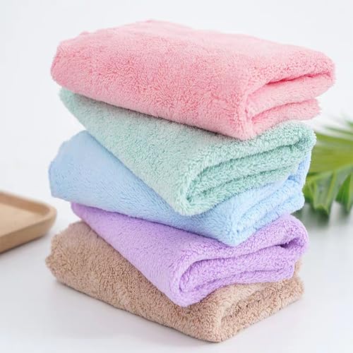 Ultra-Soft Cotton Washcloths Set - 5 Pack, Quick-Drying Face Towels