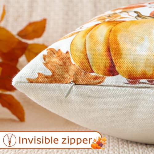 Artscope Fall Pumpkin Throw Pillow Covers - Set of 2, 18" x 18" Orange
