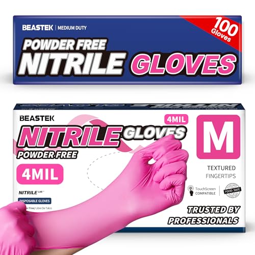 BEASTEK Medium Nitrile Exam Gloves - Disposable Powder-Free 100 Pack (Orchid)