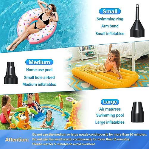 KAR4KLEANER Electric Air Pump for Inflatables - 110V AC/12V DC with 3 Nozzles