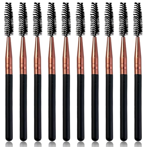 Zoolinn 10Pcs Reusable Mascara Brush Wands & Eyebrow Spoolies, Rose Gold
