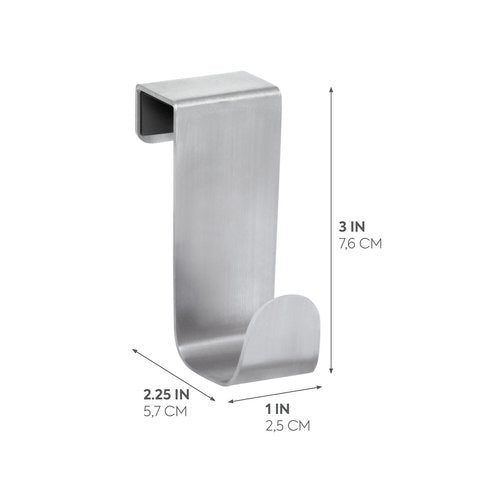 iDesign Forma Brushed Stainless Steel Over-The-Cabinet Storage Hook - 1" x 2.25" x 3"
