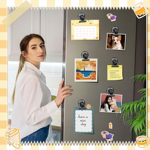 Grtard 12-Pack Heavy Duty Magnetic Clips - Black Scratch-Safe Fridge Magnets