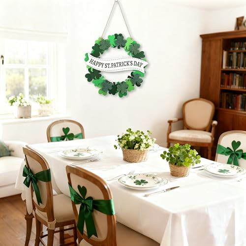 St. Patrick's Day Wooden Door Sign - 11" Shamrock Wreath
