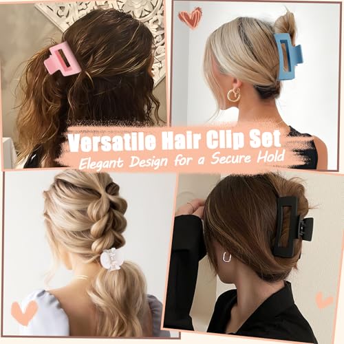 GlowMyst 9-Piece Matte Hair Claw Clips Set for Thick and Thin Hair