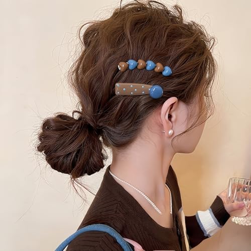 KANXINR Heart & Polka Dot Hair Barrettes 4-Pack Cute Styling Clips