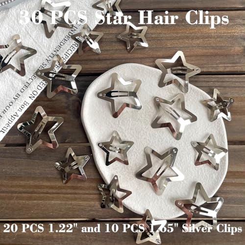 Seneeel 30 PCS Star Hair Clips Snap Metal Non Slip Hair Accessories for Women Girls