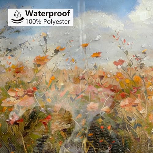 MEHOFOND Watercolor Floral Shower Curtain - Farmhouse Fall 72x72 Inch