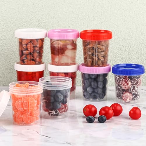 XSEINO 24 Pack 4 Oz Transparent Freezer Storage Containers with Lids - BPA Free, Leakproof, Microwave Safe