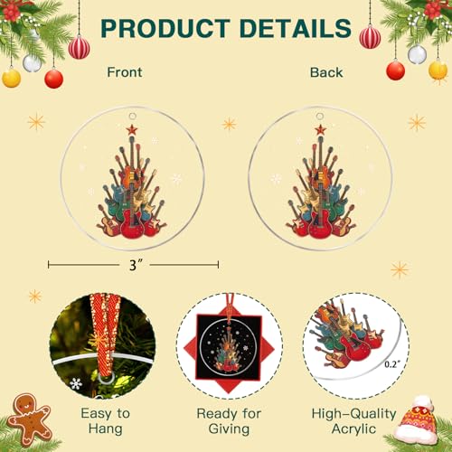 Guitar Christmas Ornaments 2025 - Acrylic Guitar Tree Decor