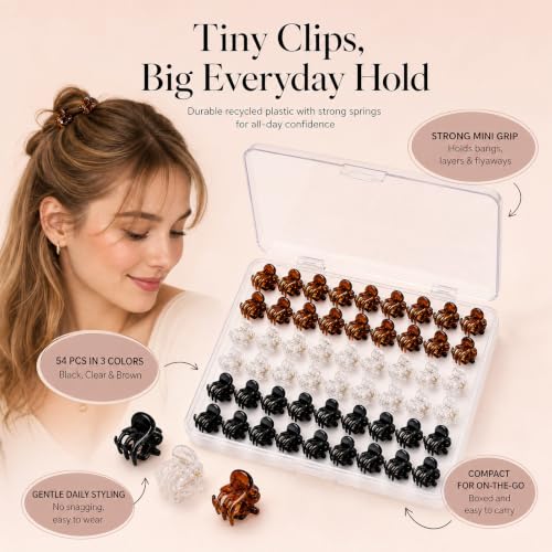 DZKZO 54Pcs Mini Hair Claw Clips 0.6 Inch Small Plastic Hair Clips
