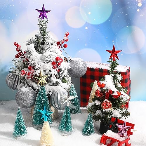 Mini Christmas Tree Topper Star - Silver Glitter Decoration, 1.77 Inch