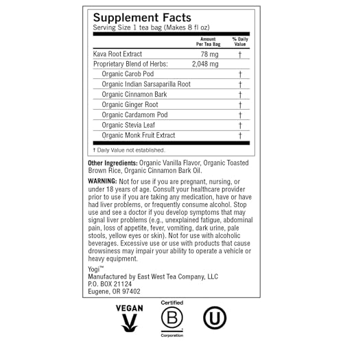 Yogi Kava Stress Relief Tea Cinnamon - 16 Count Organic Herbal Infusion