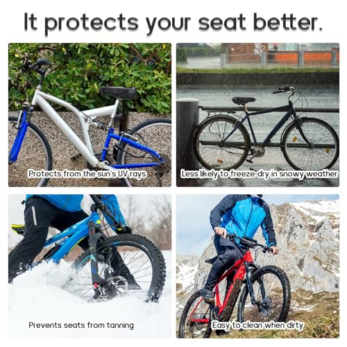 2 Pcs Waterproof Bicycle Seat Cover Bike Cushion Covers Duty Oxford Cloth Rain Cover Dustproof Sun & Wind Protection Bike Seat Covers for E-Bikes City Mountain Bicycle