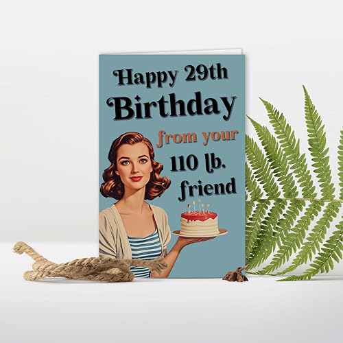Funny 29th Birthday Joke Card for Women - Retro Humorous Greeting Card
