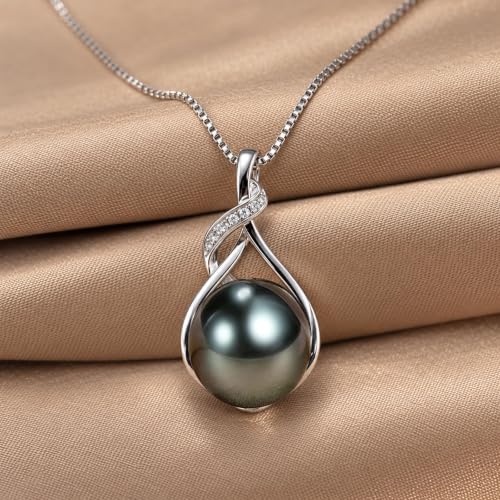 Tahitian Black Pearl Necklace Gift for Women, Wife, Mom - Anniversary Jewelry