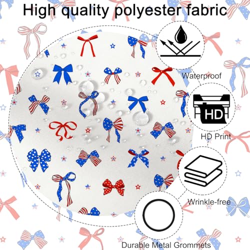 Mocsicka 4th of July Patriotic Shower Curtain, Stars and Bows, 72x72 Inch